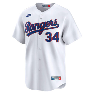 Alternative view of Nolan Ryan Texas Rangers White 1993 Cooperstown Limited Jersey - All Stitched
