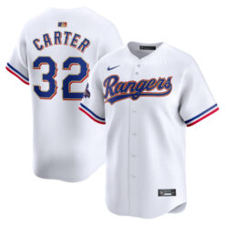 Evan Carter Texas Rangers White 2024 Gold Collection Limited Jersey - All Stitched