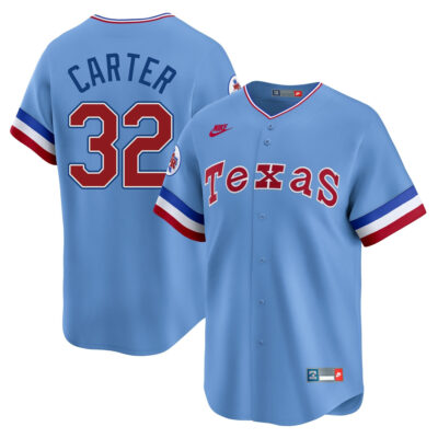 Evan Carter Texas Rangers Light Blue 1981-82 Cooperstown Limited Jersey - All Stitched
