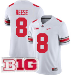 Arvell Reese Ohio State Buckeyes Football White Game Jersey w/ B1G Patch - All Stitched