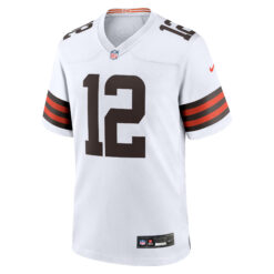 Alternative view of Shedeur Sanders Cleveland Browns White Away Game Jersey - All Stitched