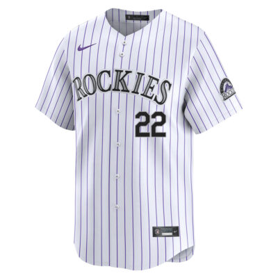Alternative view of Nolan Jones Colorado Rockies White Home Limited Jersey - All Stitched