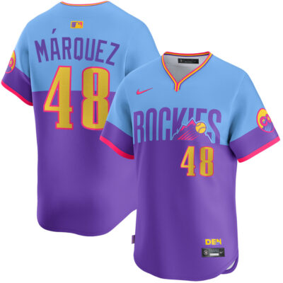 Germán Márquez Colorado Rockies Purple Light Blue 2025 City Connect Limited Jersey - All Stitched