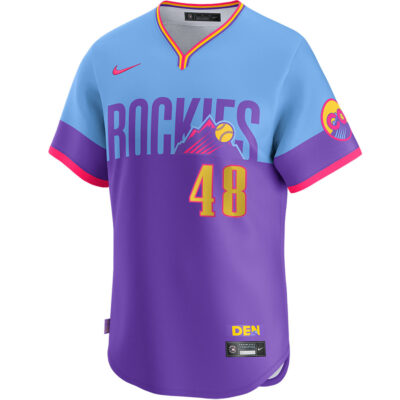 Alternative view of Germán Márquez Colorado Rockies Purple Light Blue 2025 City Connect Limited Jersey - All Stitched
