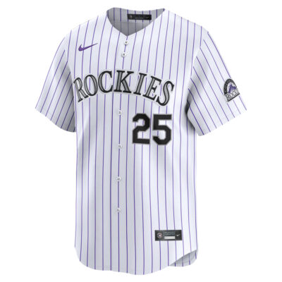 Alternative view of CJ Cron Colorado Rockies White Home Limited Jersey - All Stitched