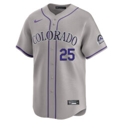 Alternative view of CJ Cron Colorado Rockies Grey Road Limited Jersey - All Stitched