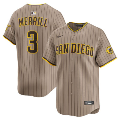 Jackson Merrill San Diego Padres Tan Alternate Limited Jersey - All Stitched