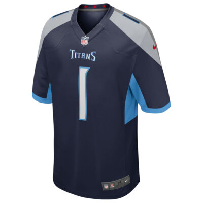 Alternative view of Cam Ward Tennessee Titans Navy Alternate Game Jersey - All Stitched