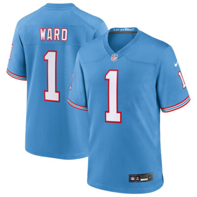 Cam Ward Tennessee Titans Light Blue Alternate Oilers Throwback Jersey - All Stitched
