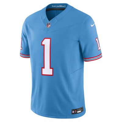 Alternative view of Cam Ward Tennessee Titans Light Blue Alternate Oilers Throwback Vapor F.U.S.E Limited Jersey - All Stitched