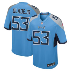 Oluwafemi Oladejo Tennessee Titans Light Blue Home Game Jersey - All Stitched