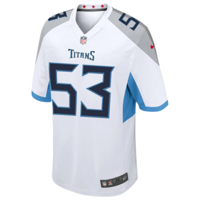 Alternative view of Oluwafemi Oladejo Tennessee Titans White Road Game Jersey - All Stitched
