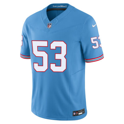 Alternative view of Oluwafemi Oladejo Tennessee Titans Light Blue Alternate Oilers Throwback Vapor F.U.S.E Limited Jersey - All Stitched