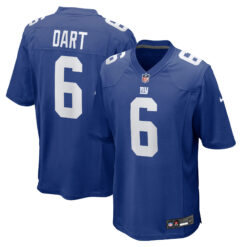 Jaxson Dart New York Giants Royal Blue Home Game Jersey - All Stitched