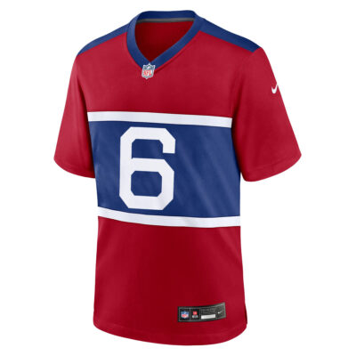 Alternative view of Jaxson Dart New York Giants Red Alternate Game Jersey - All Stitched