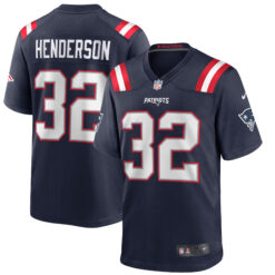 Treveyon Henderson New England Patriots Navy Home Game Jersey - All Stitched