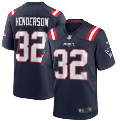 Treveyon Henderson New England Patriots Navy Home Game Jersey - All Stitched