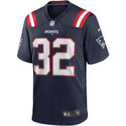 Alternative view of Treveyon Henderson New England Patriots Navy Home Game Jersey - All Stitched