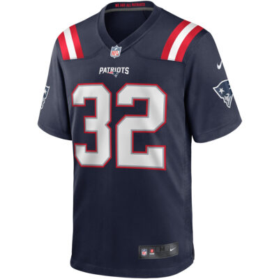 Alternative view of Treveyon Henderson New England Patriots Navy Home Game Jersey - All Stitched