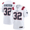 Treveyon Henderson New England Patriots White Road Game Jersey - All Stitched