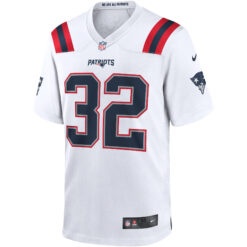 Alternative view of Treveyon Henderson New England Patriots White Road Game Jersey - All Stitched