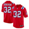 Treveyon Henderson New England Patriots Red Alternate Game Jersey - All Stitched