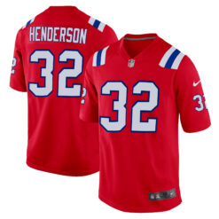 Treveyon Henderson New England Patriots Red Alternate Game Jersey - All Stitched