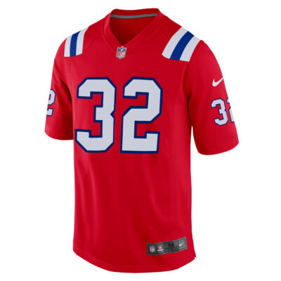 Alternative view of Treveyon Henderson New England Patriots Red Alternate Game Jersey - All Stitched