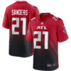 Deion Sanders Atlanta Falcons Red 2nd Alternate Game Jersey - All Stitched
