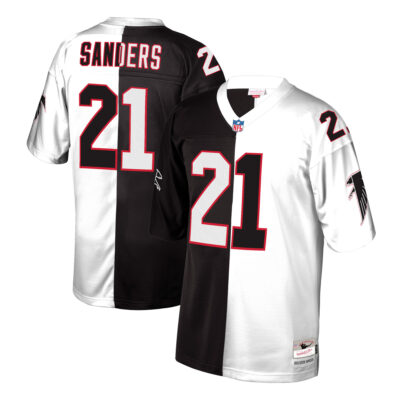 Deion Sanders Atlanta Falcons Black White Split Legacy Jersey - All Stitched