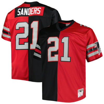 Deion Sanders Atlanta Falcons Black Red Split Legacy Jersey - All Stitched