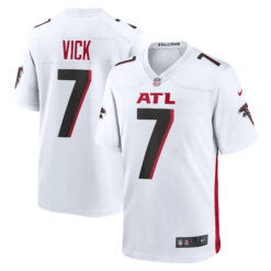 Michael Vick Atlanta Falcons White Road Game Jersey - All Stitched