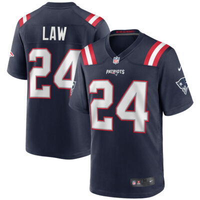 Ty Law New England Patriots Navy Home Game Jersey - All Stitched