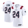 Ty Law New England Patriots White Road Game Jersey - All Stitched