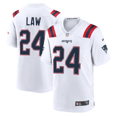 Ty Law New England Patriots White Road Game Jersey - All Stitched