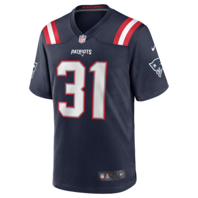 Alternative view of Craig Woodson New England Patriots Navy Home Game Jersey - All Stitched