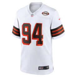 Alternative view of Mason Graham Cleveland Browns White 1946 Throwback Game Jersey - All Stitched