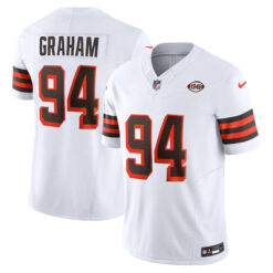 Mason Graham Cleveland Browns White 1946 Throwback Vapor F.U.S.E Limited Jersey - All Stitched