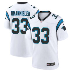 Princely Umanmielen Carolina Panthers White Road Game Jersey - All Stitched