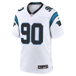 Alternative view of Julius Peppers Carolina Panthers White Road Game Jersey - All Stitched