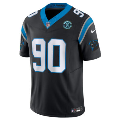 Alternative view of Julius Peppers Carolina Panthers Black Home Vapor F.U.S.E Limited Jersey w/ HOF Patch - All Stitched