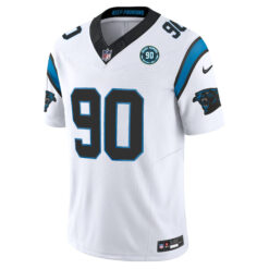 Alternative view of Julius Peppers Carolina Panthers White Road Vapor F.U.S.E Limited Jersey w/ HOF Patch - All Stitched