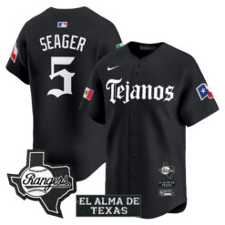 Corey Seager Texas Rangers Black Mexico Tejano Barrio Style Limited Jersey - All Stitched
