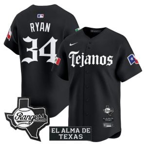 Nolan Ryan Texas Rangers Black Mexico Tejano Barrio Style Limited Jersey - All Stitched