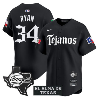 Nolan Ryan Texas Rangers Black Mexico Tejano Barrio Style Limited Jersey - All Stitched