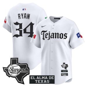 Nolan Ryan Texas Rangers White Mexico Tejano Barrio Style Limited Jersey - All Stitched