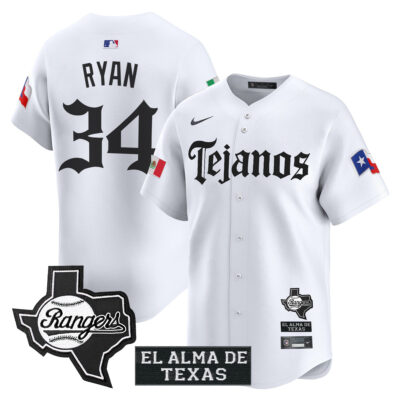 Nolan Ryan Texas Rangers White Mexico Tejano Barrio Style Limited Jersey - All Stitched