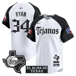 Nolan Ryan Texas Rangers Alternate White Mexico Tejano Barrio Style Limited Jersey - All Stitched
