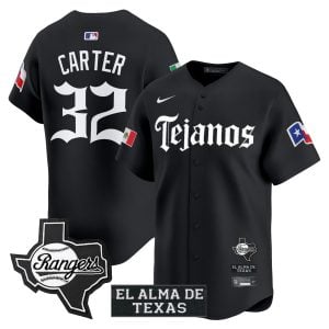 Evan Carter Texas Rangers Black Mexico Tejano Barrio Style Limited Jersey - All Stitched