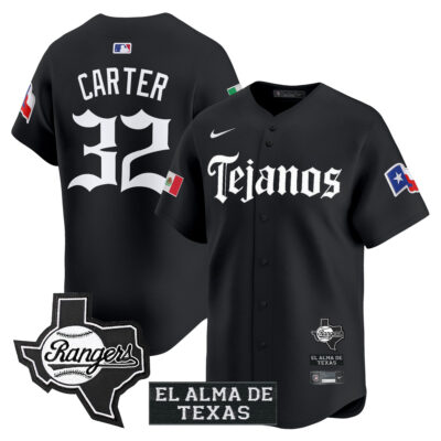 Evan Carter Texas Rangers Black Mexico Tejano Barrio Style Limited Jersey - All Stitched